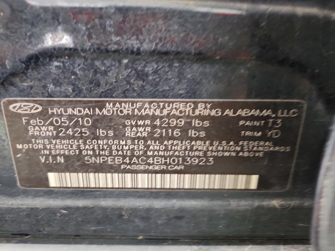 2011 HYUNDAI SONATA