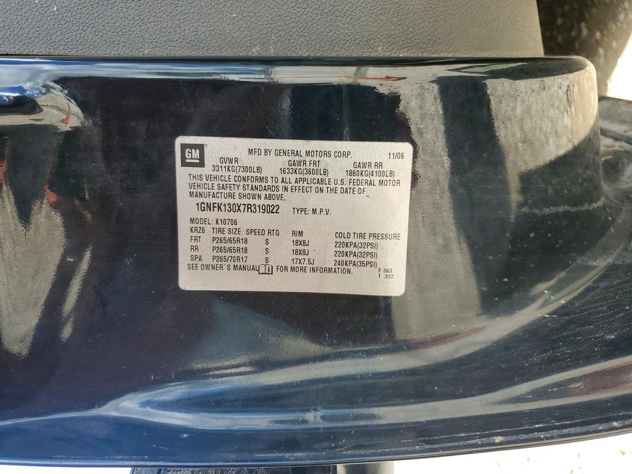 2007 CHEVROLET TAHOE