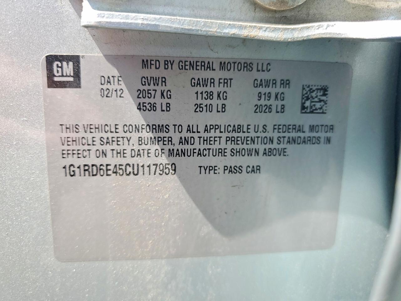 2012 CHEVROLET VOLT