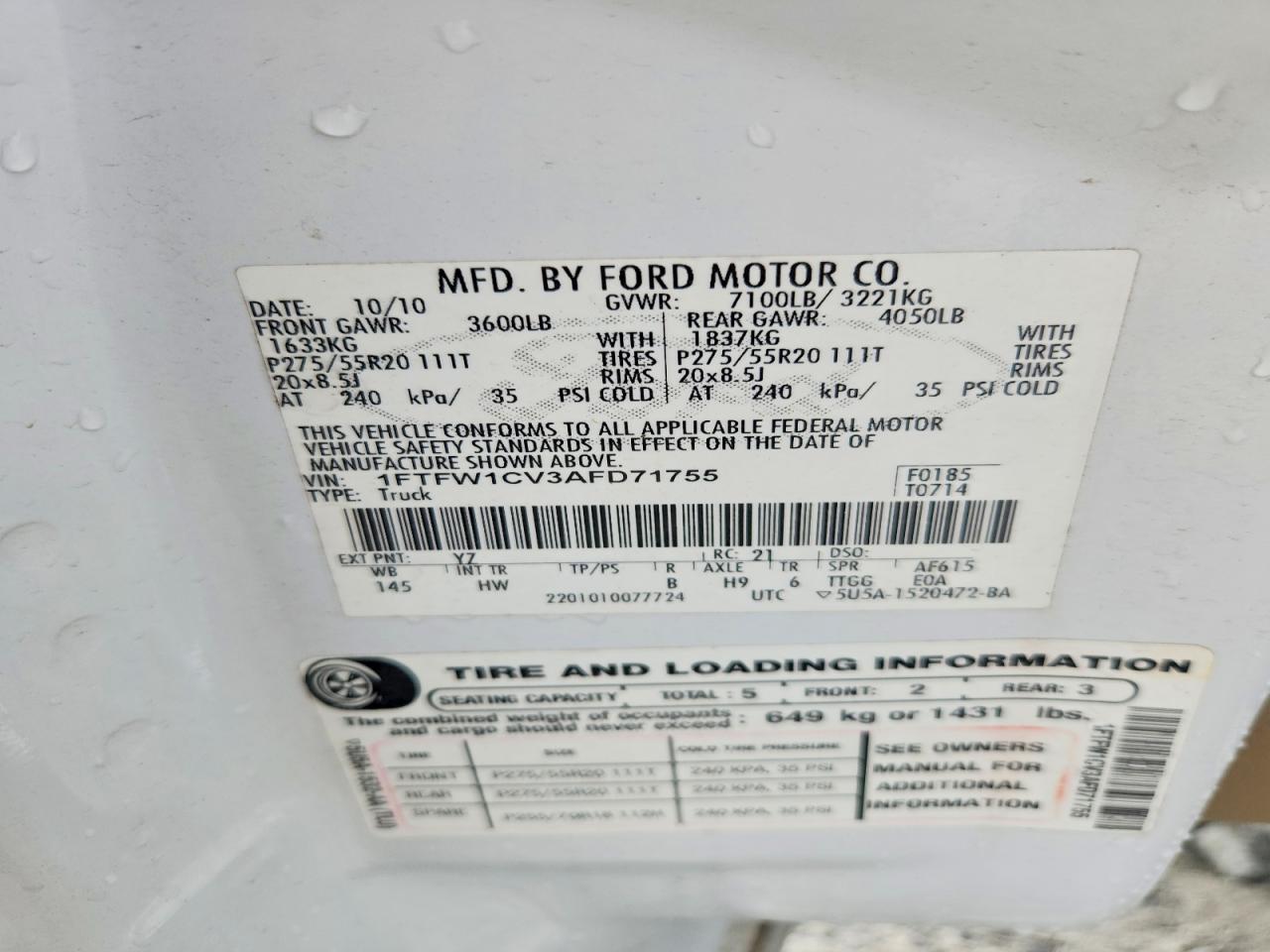 2010 FORD F150