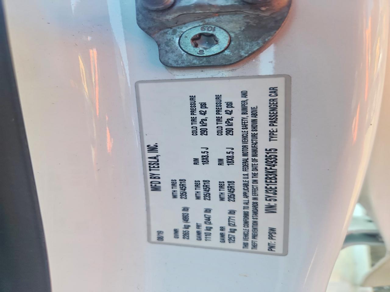 2019 TESLA MODEL 3