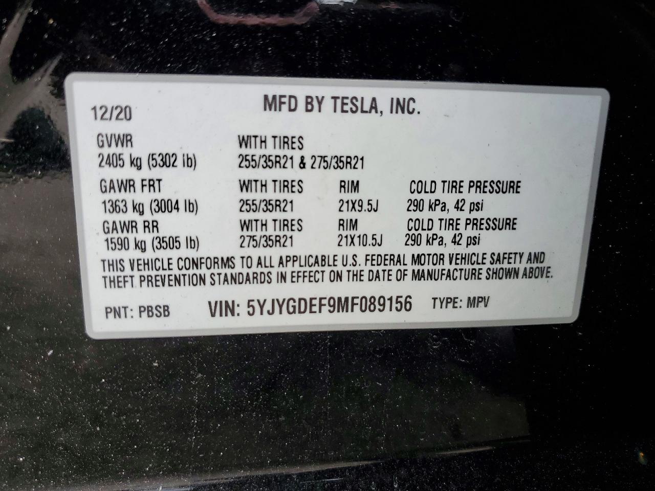 2021 TESLA MODEL Y