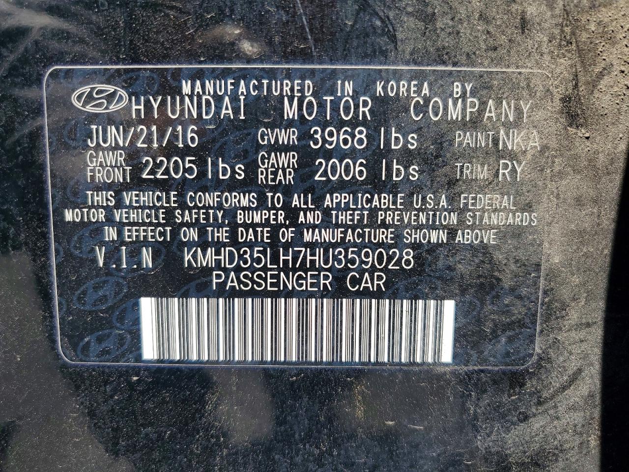2017 HYUNDAI ELANTRA