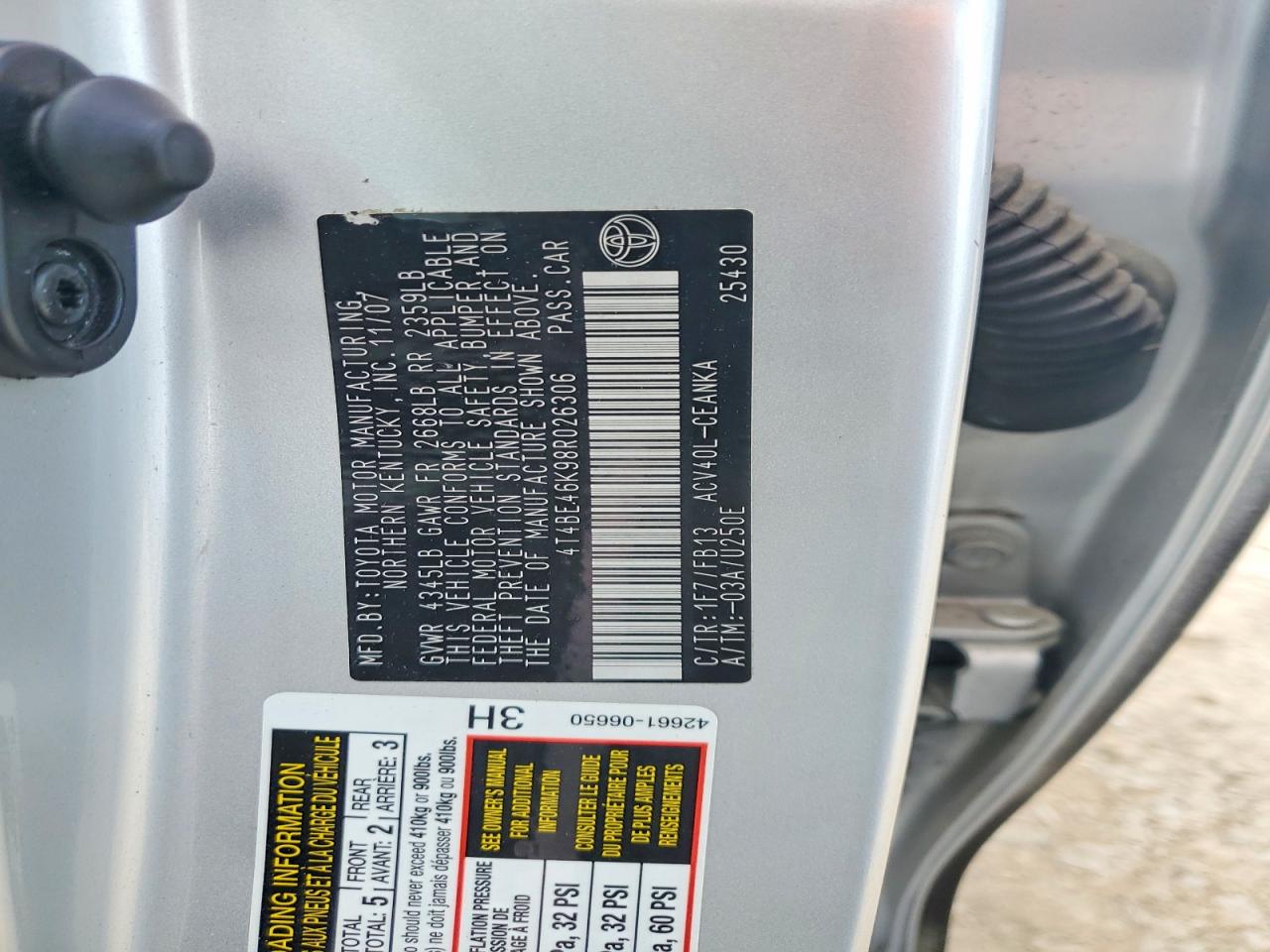 2008 TOYOTA CAMRY