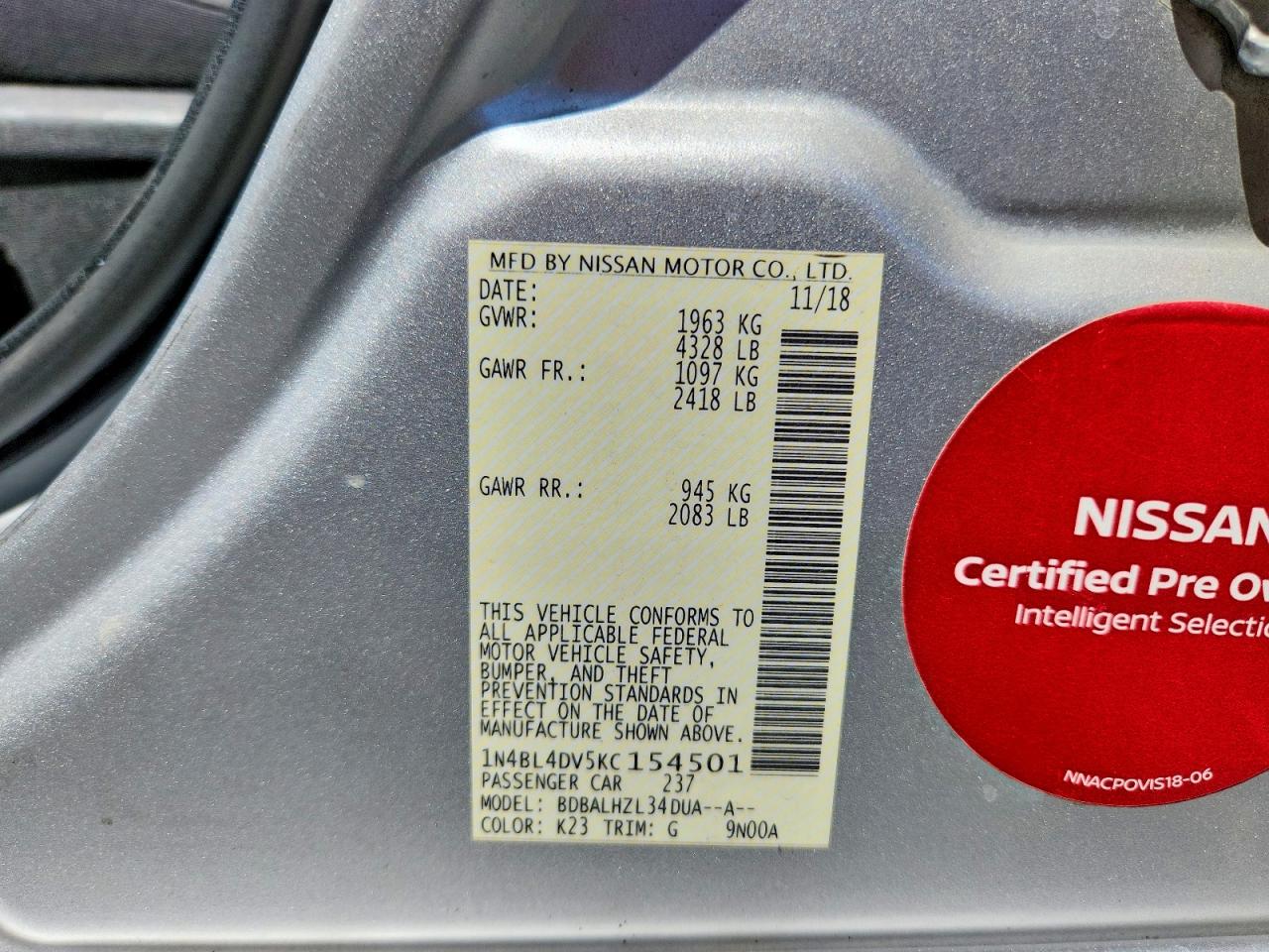 2019 NISSAN ALTIMA
