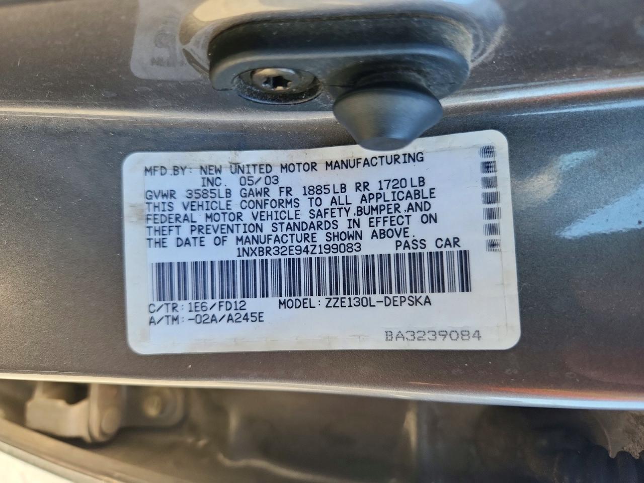2004 TOYOTA COROLLA