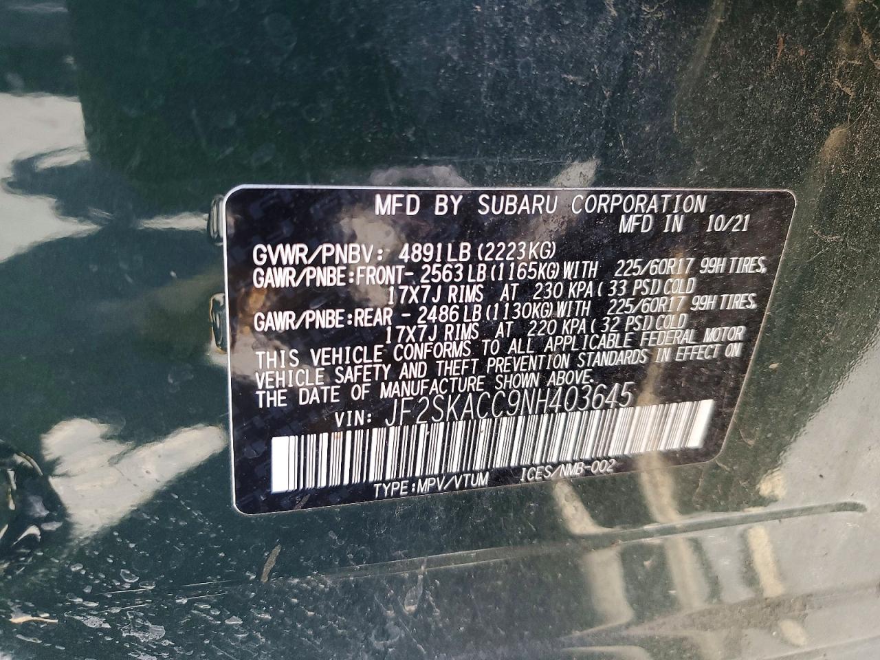 2022 SUBARU FORESTER