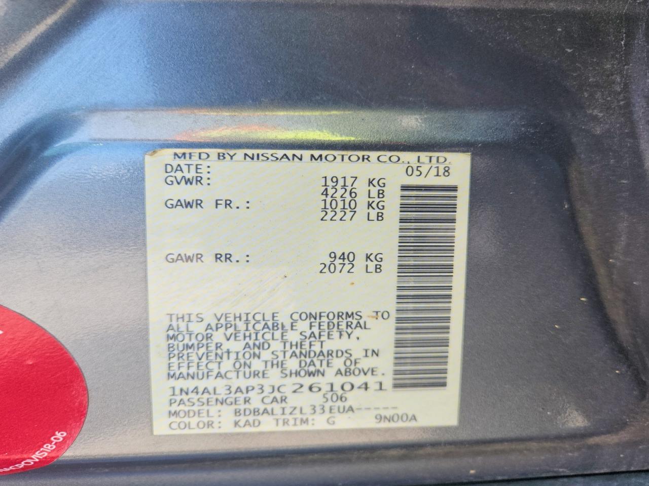 2018 NISSAN ALTIMA