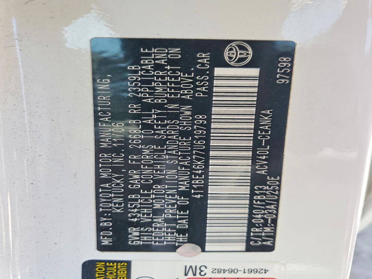 2007 TOYOTA CAMRY