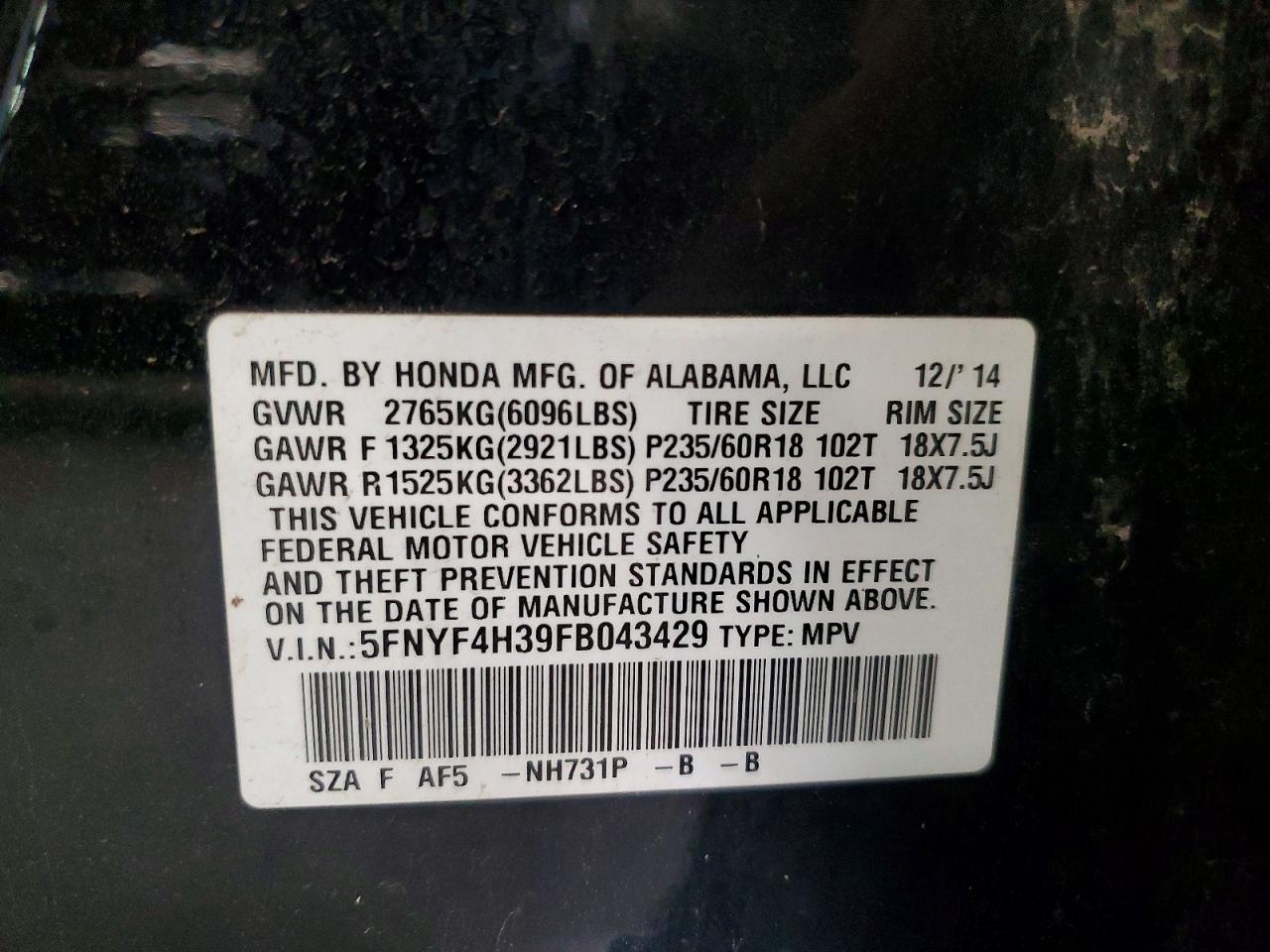 2015 HONDA PILOT