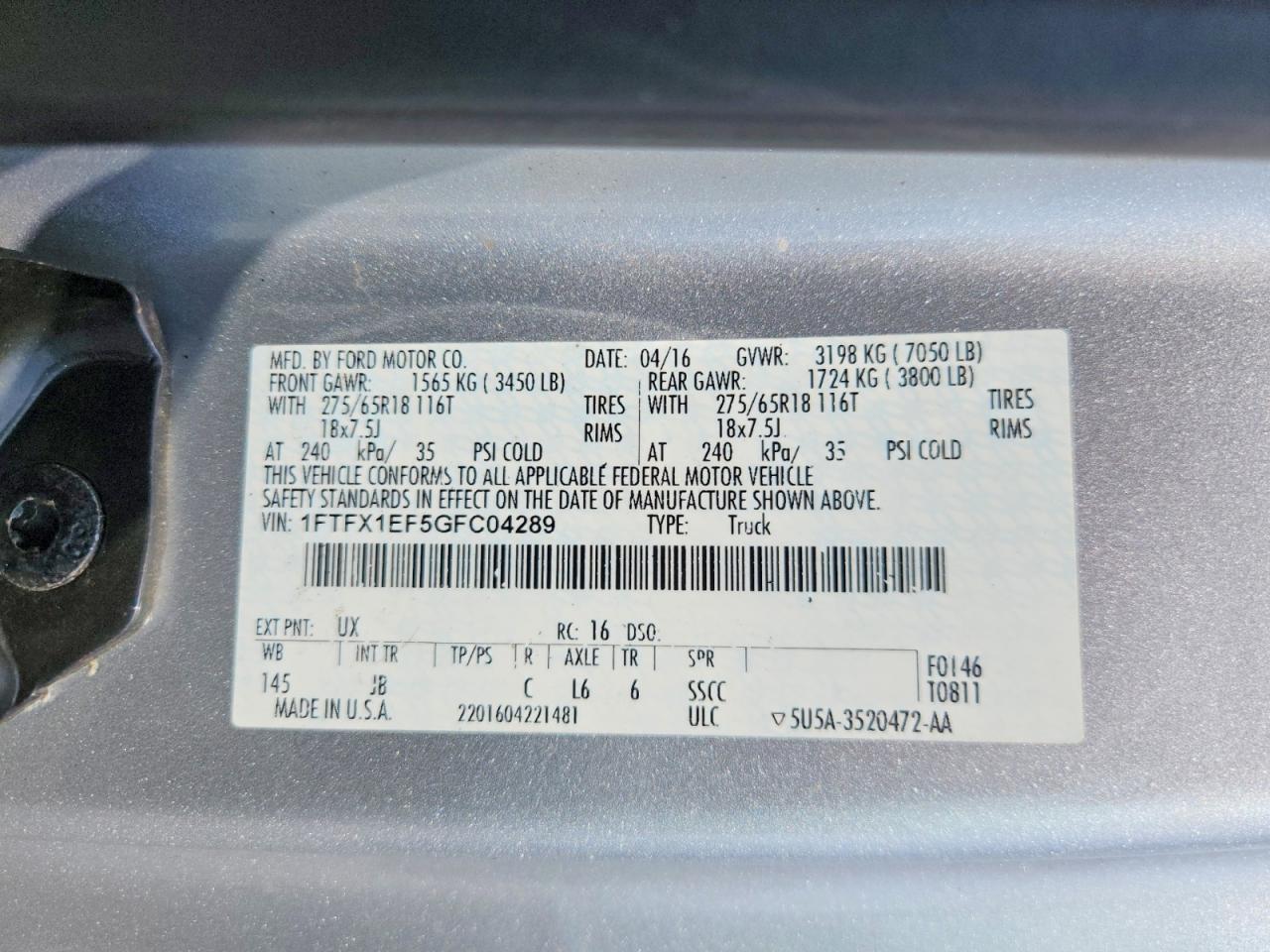 2016 FORD F150