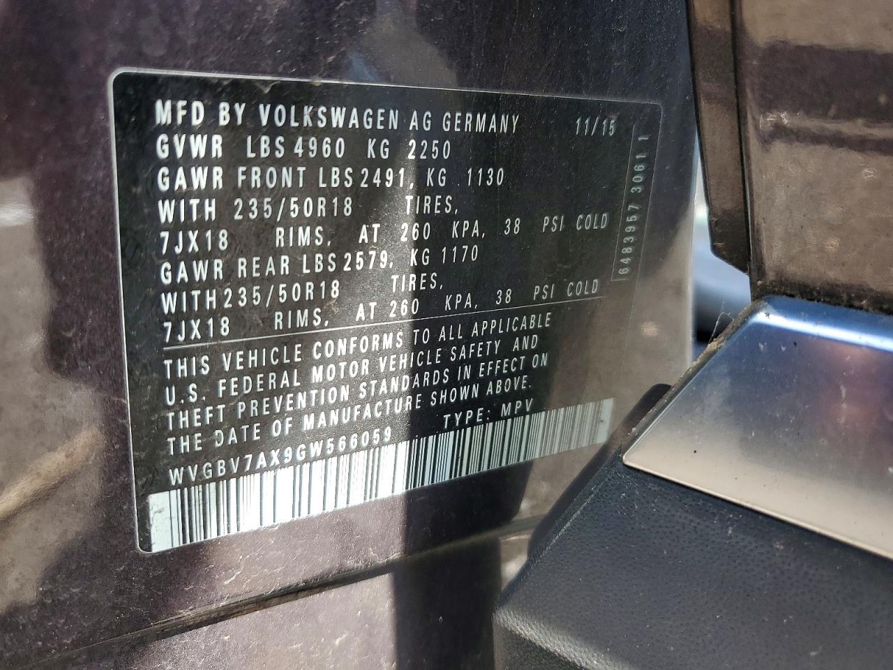 2016 VOLKSWAGEN TIGUAN