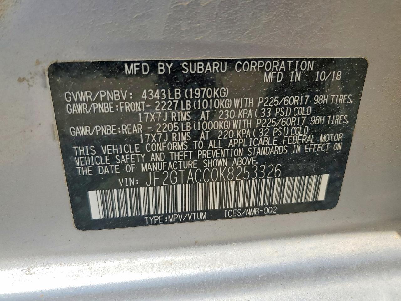2019 SUBARU CROSSTREK