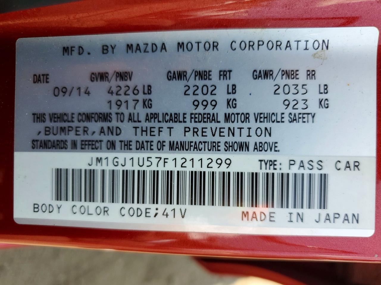 2015 MAZDA 6