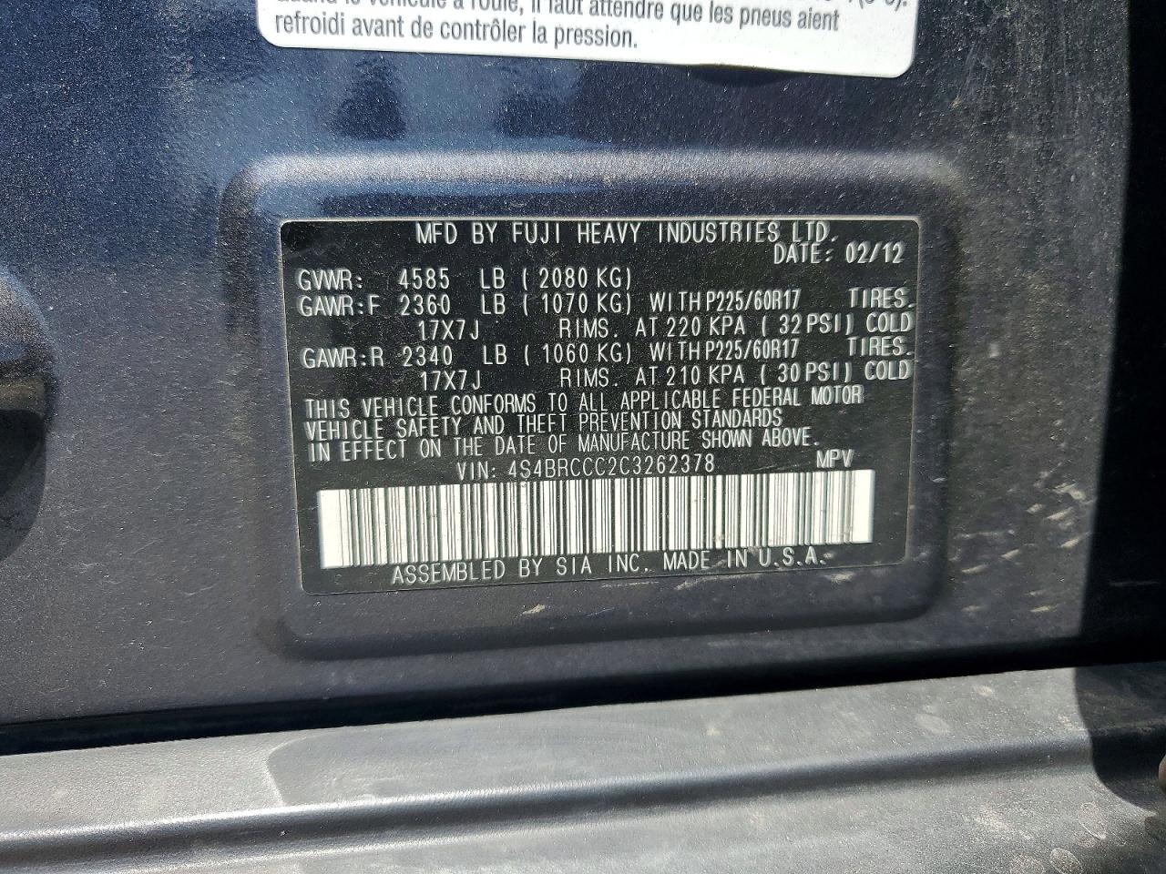 2012 SUBARU OUTBACK
