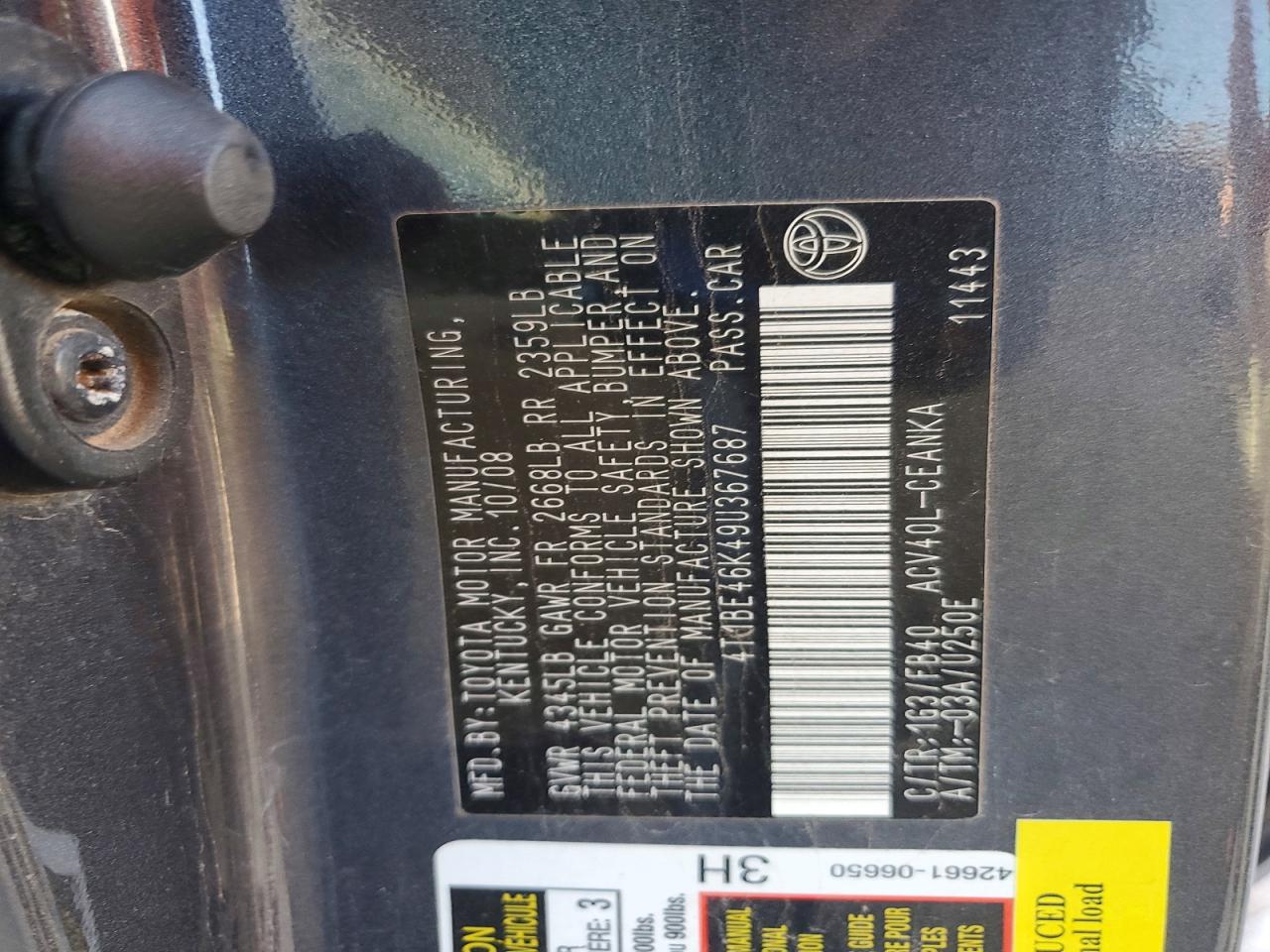 2009 TOYOTA CAMRY