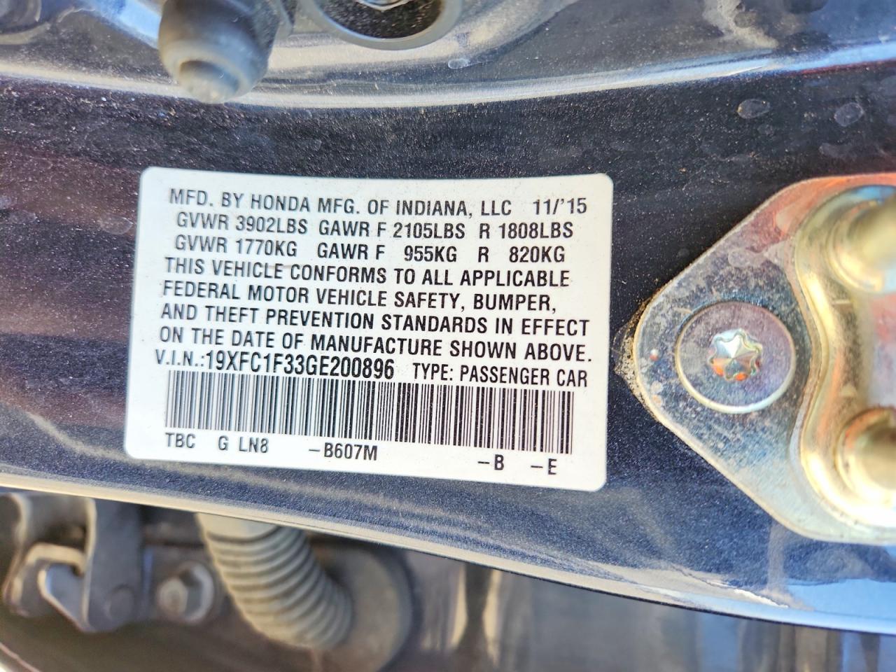 2016 HONDA CIVIC