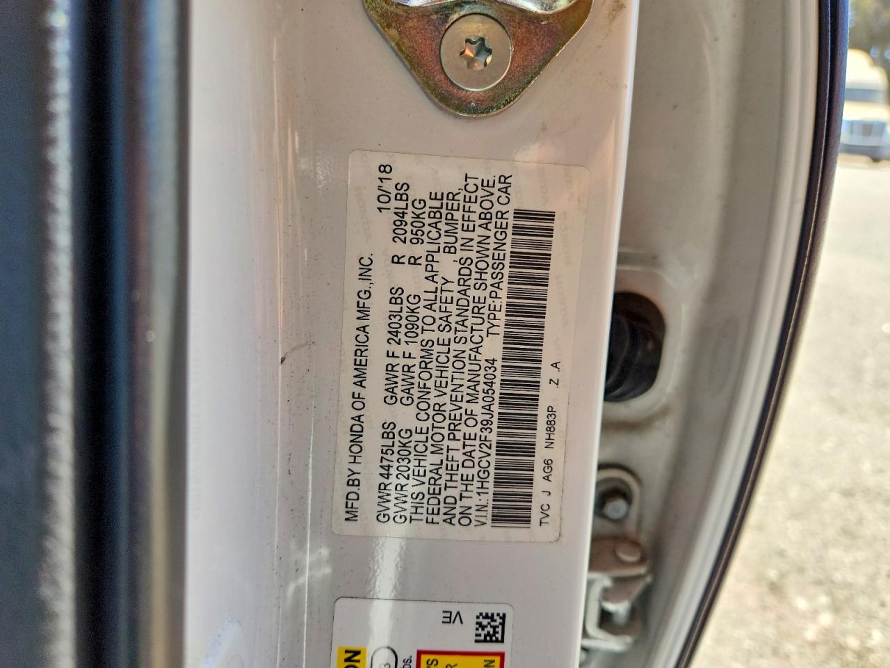 2018 HONDA ACCORD