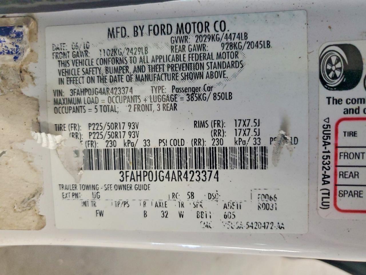 2010 FORD FUSION