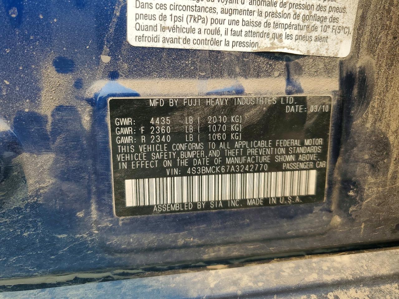 2010 SUBARU LEGACY