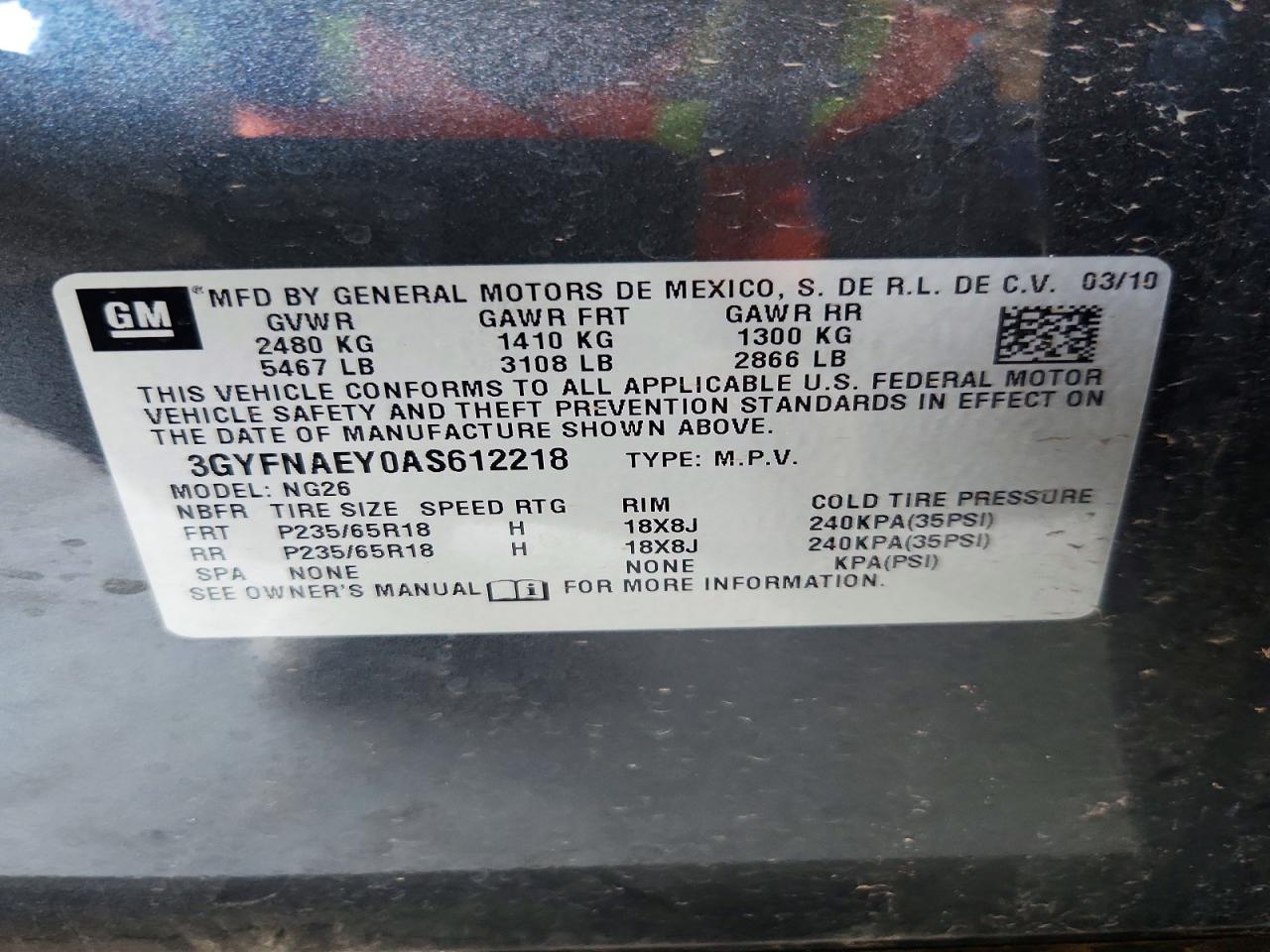 2010 CADILLAC SRX