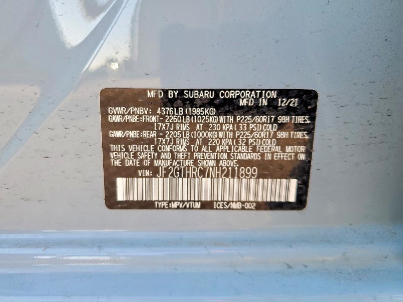 2022 SUBARU CROSSTREK