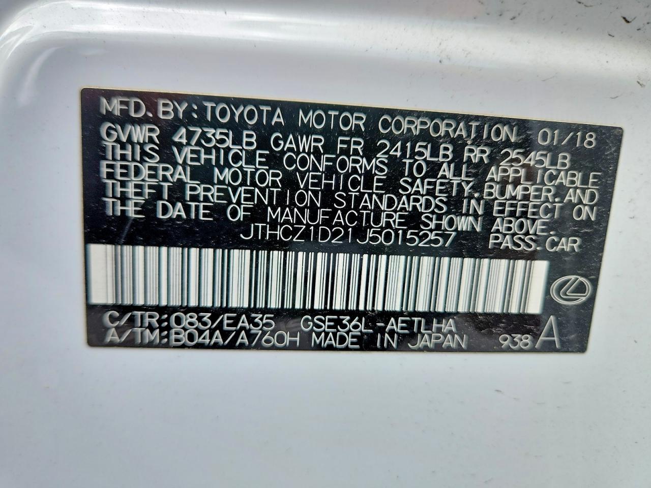 2018 LEXUS IS