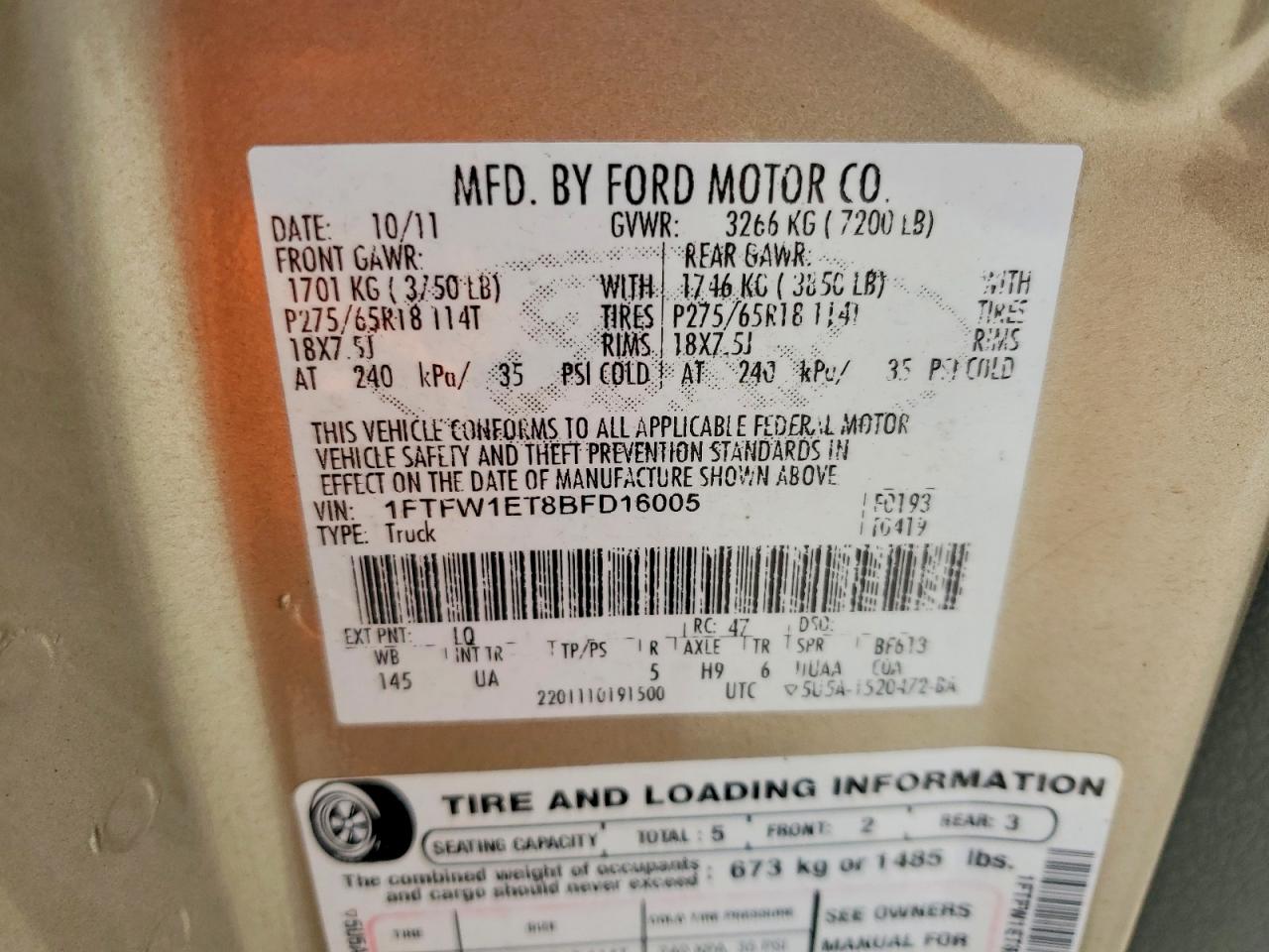 2011 FORD F150