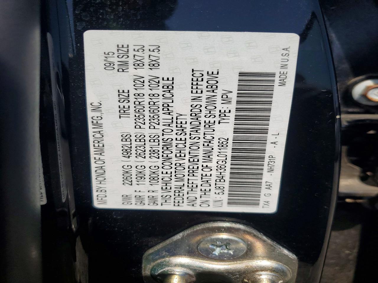 2016 ACURA RDX