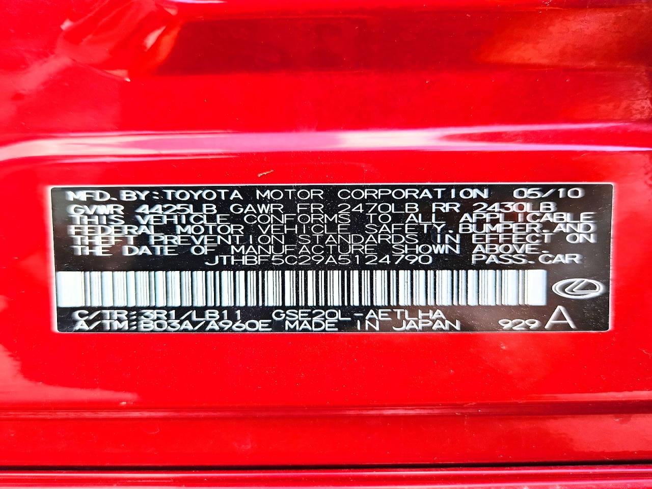 2010 LEXUS IS