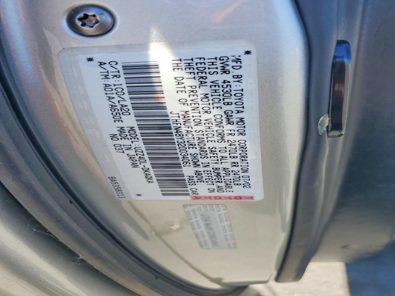 2002 LEXUS SC430