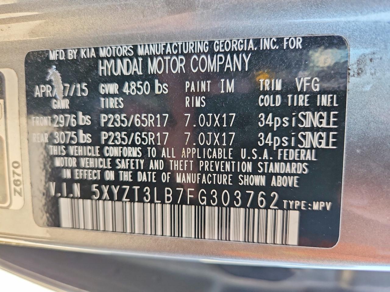 2015 HYUNDAI SANTA FE