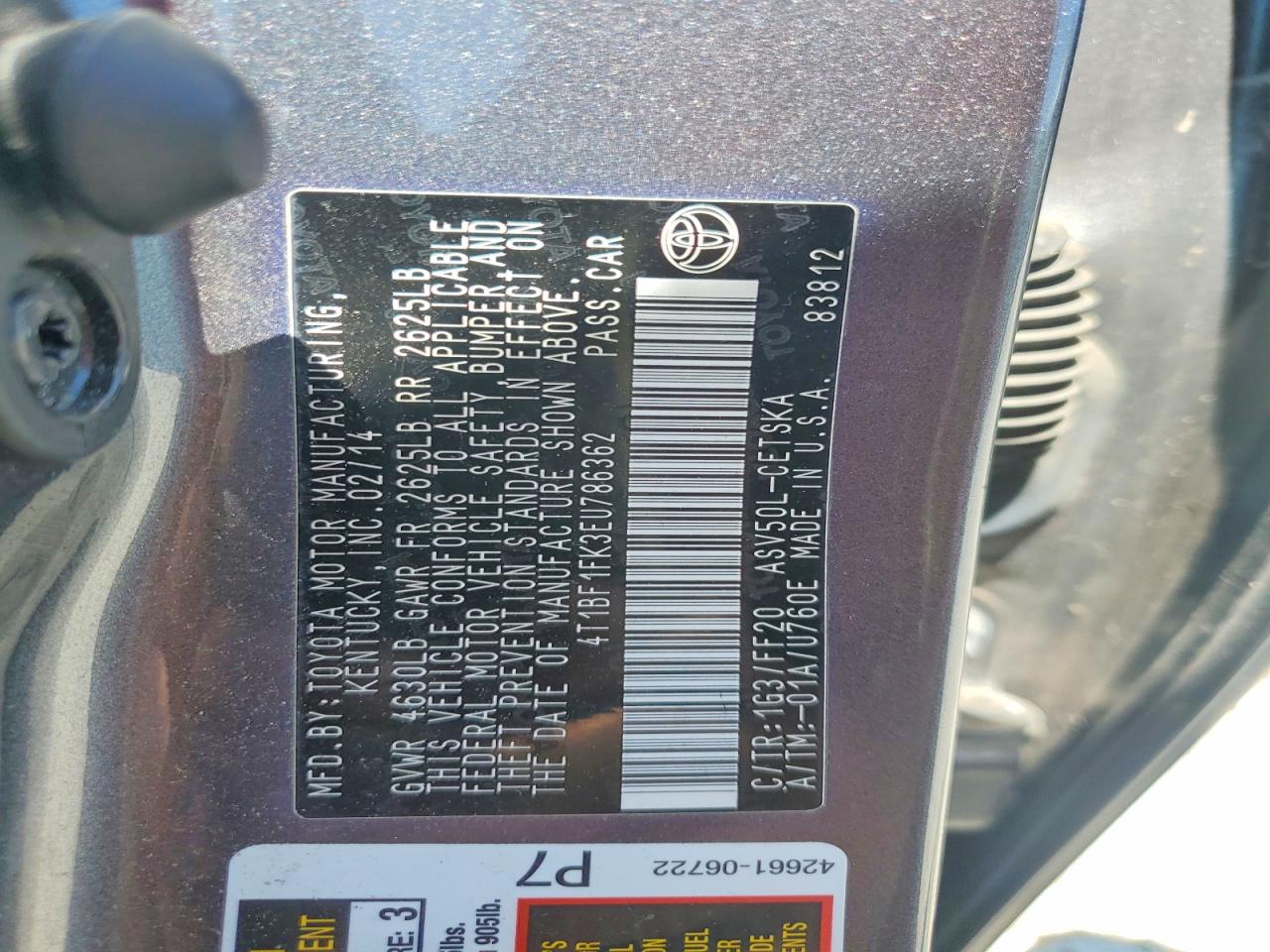 2014 TOYOTA CAMRY
