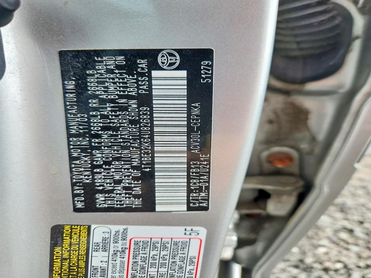 2004 TOYOTA CAMRY
