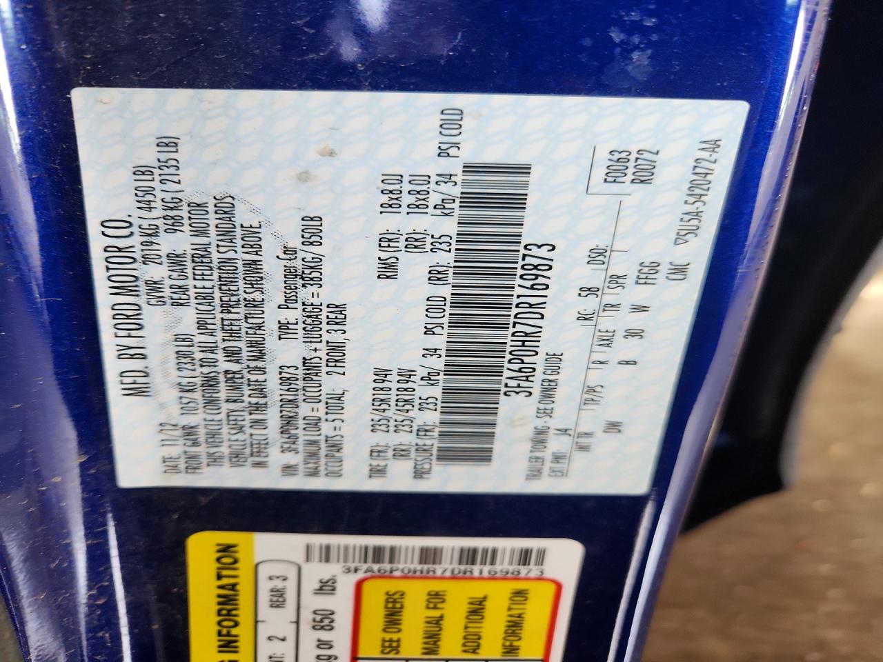 2013 FORD FUSION
