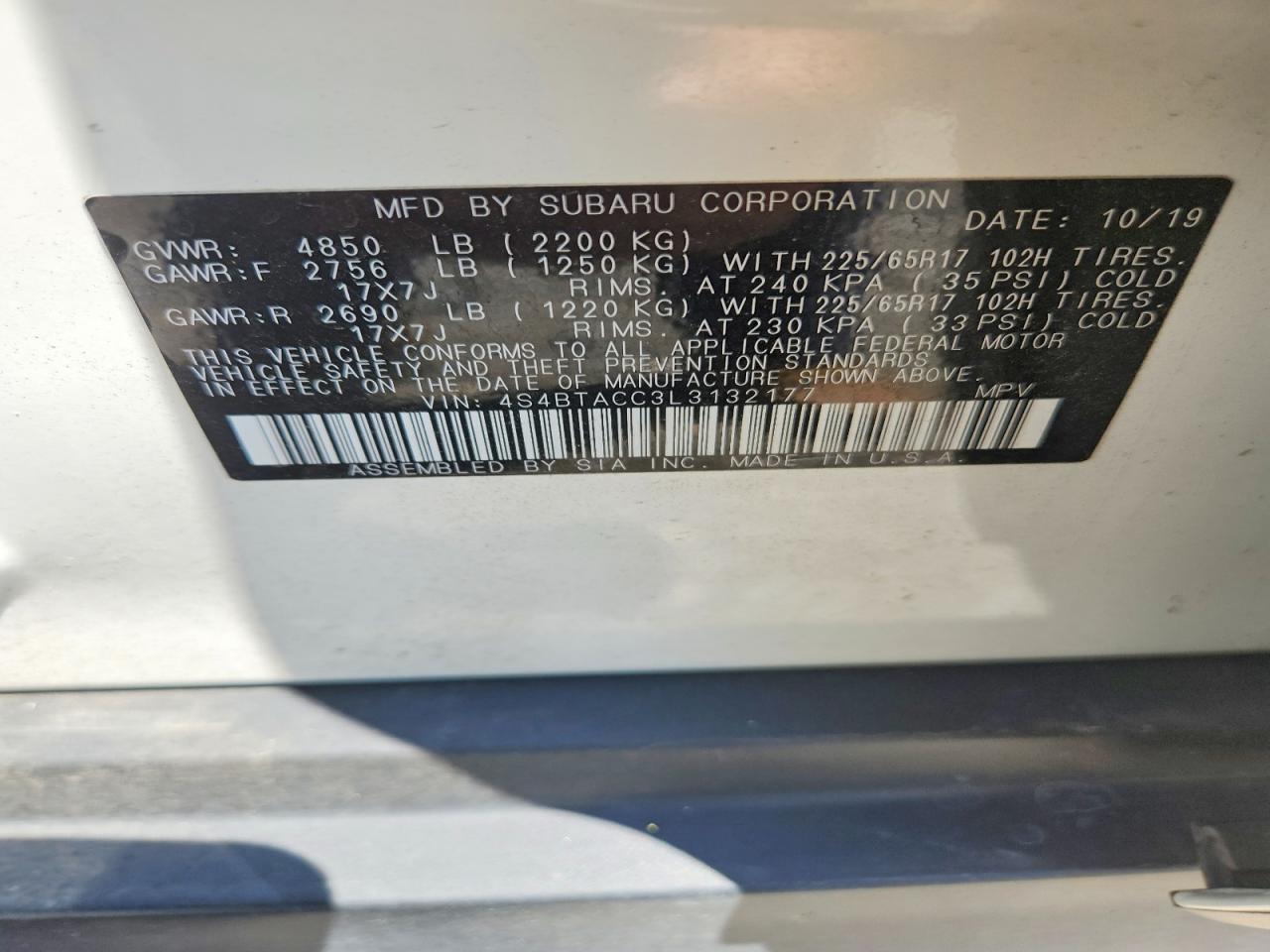 2020 SUBARU OUTBACK