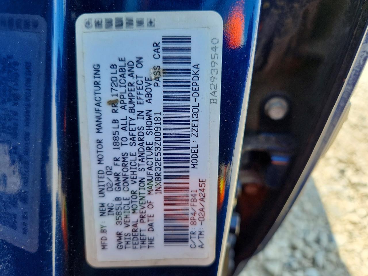 2003 TOYOTA COROLLA