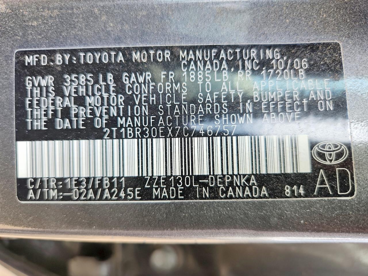 2007 TOYOTA COROLLA
