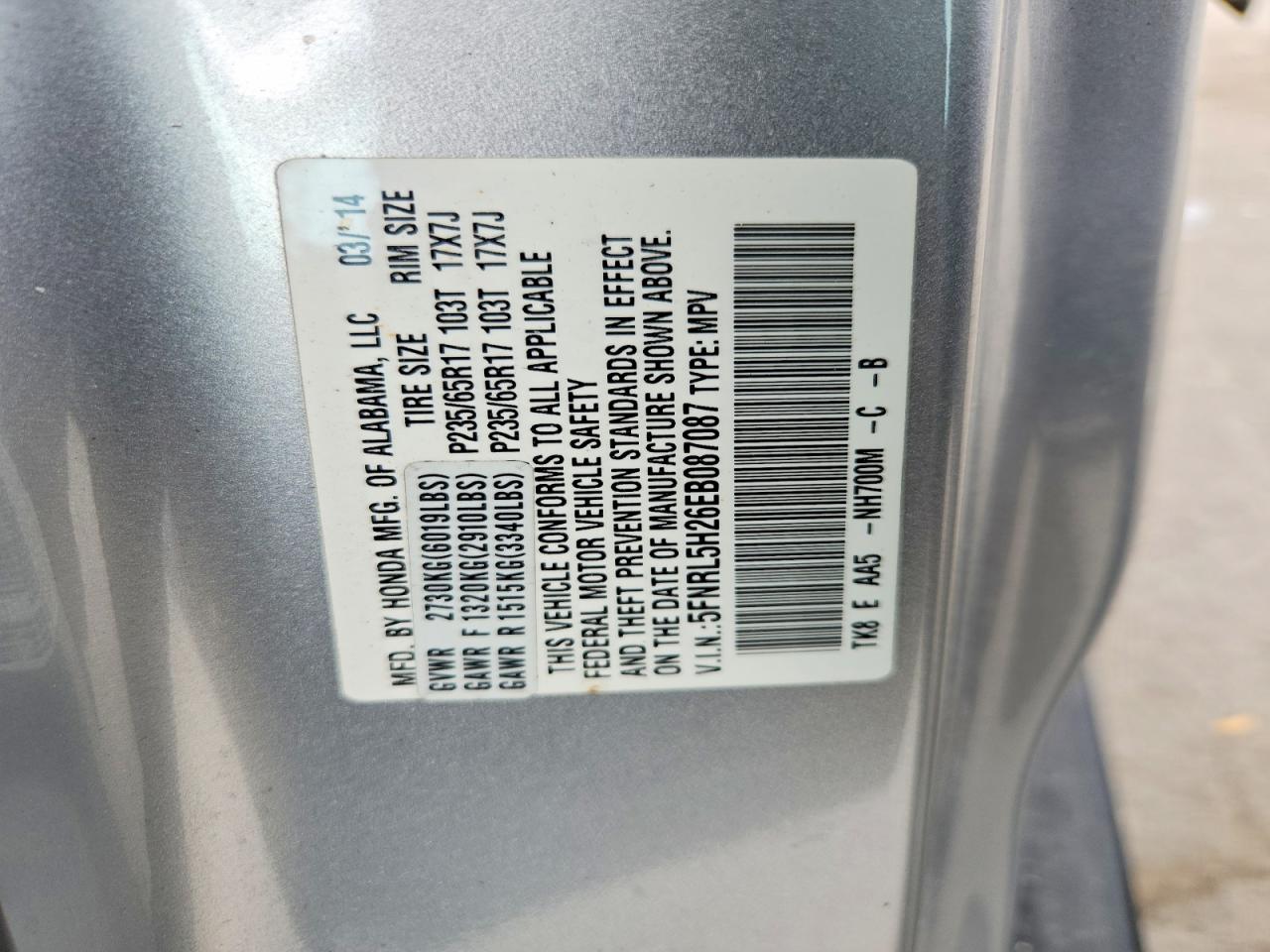 2014 HONDA ODYSSEY