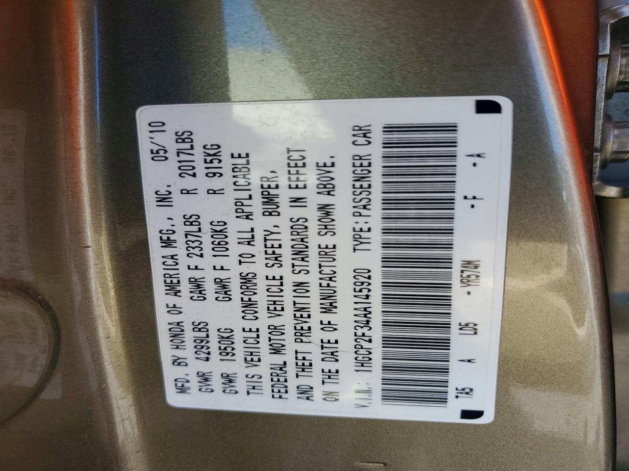 2010 HONDA ACCORD