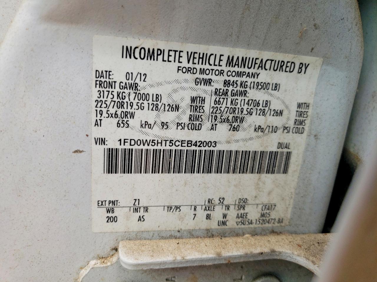 2012 FORD F550