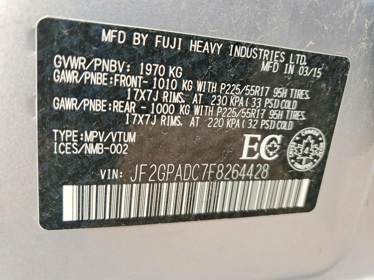 2015 SUBARU XV