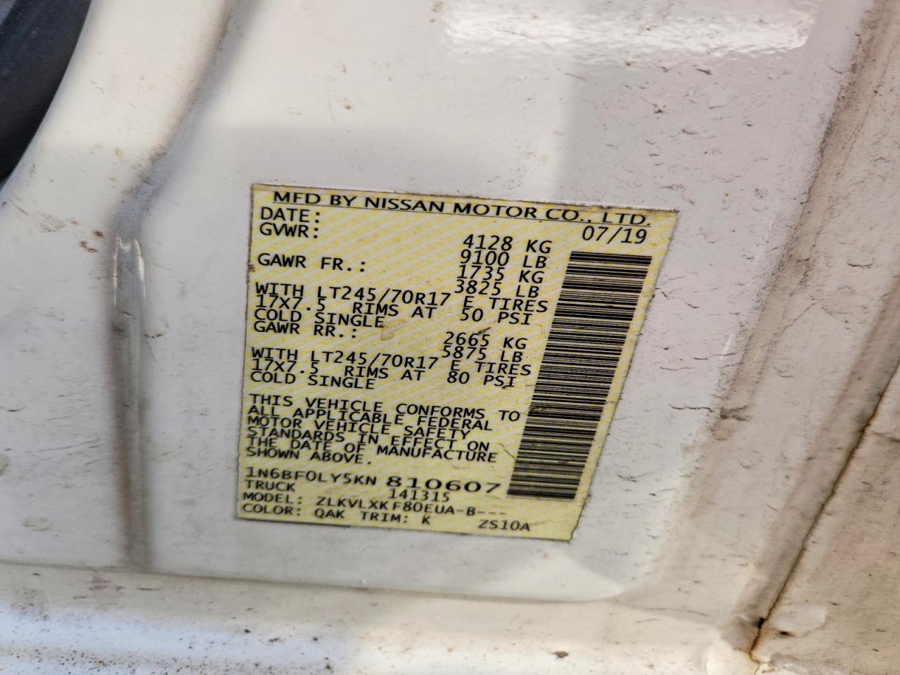2019 NISSAN NV