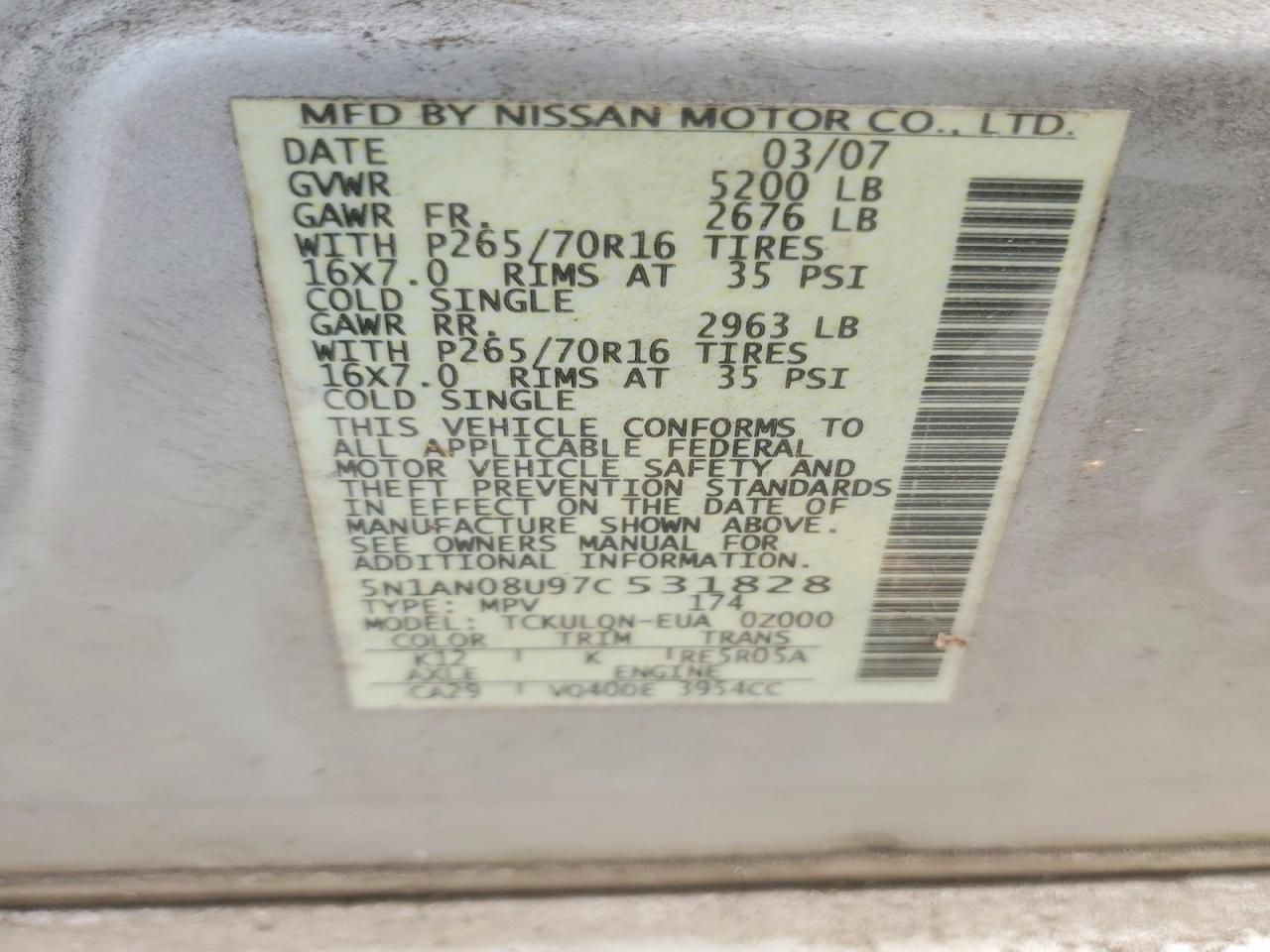 2007 NISSAN XTERRA