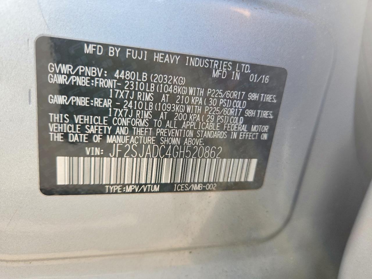 2016 SUBARU FORESTER