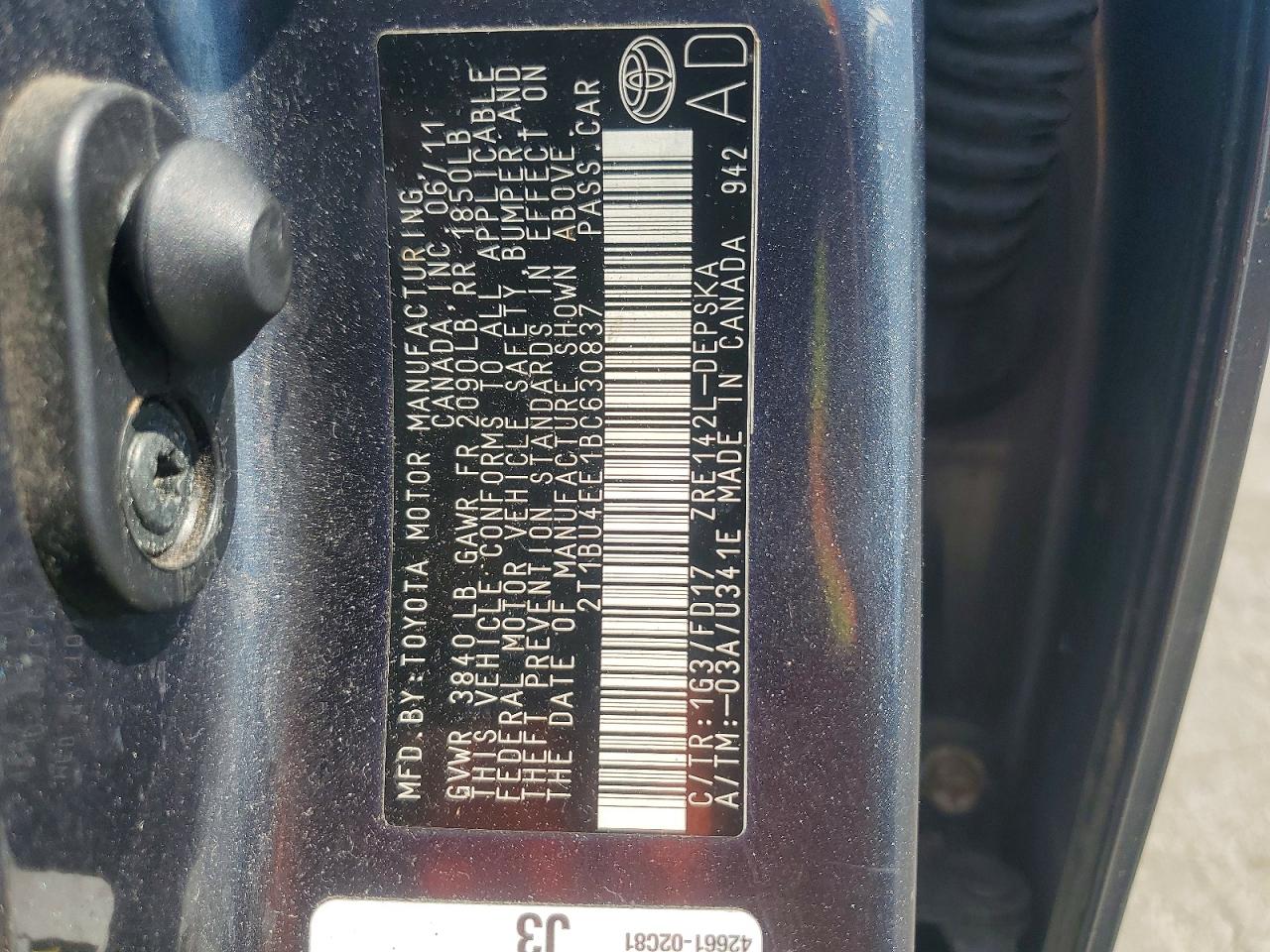2011 TOYOTA COROLLA