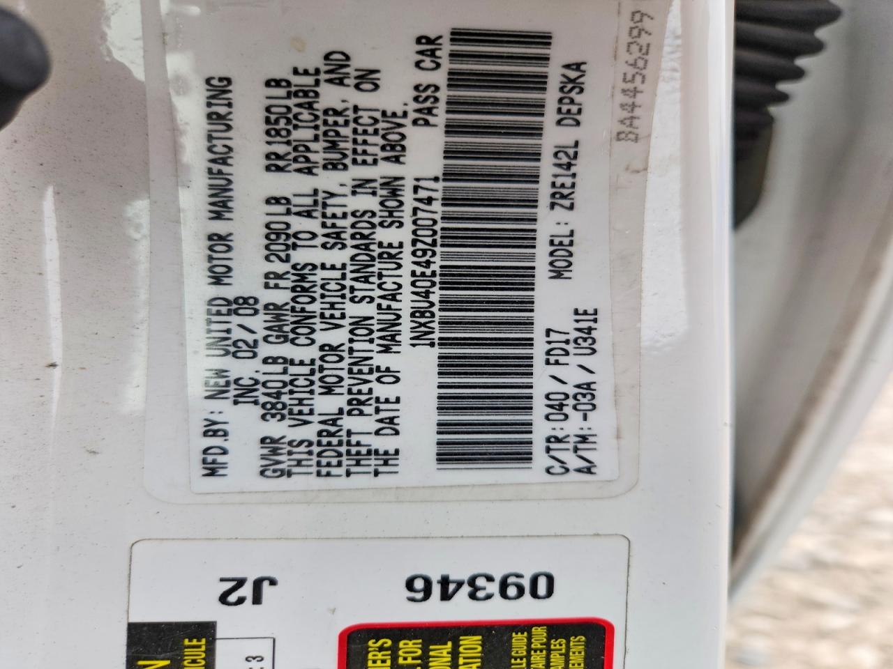 2009 TOYOTA COROLLA