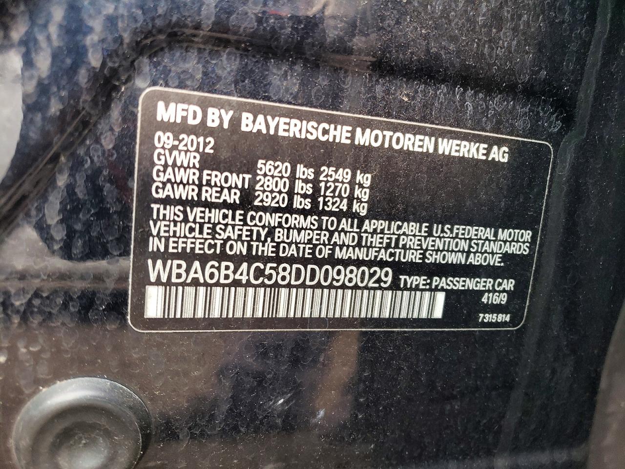 2013 BMW 6 SERIES