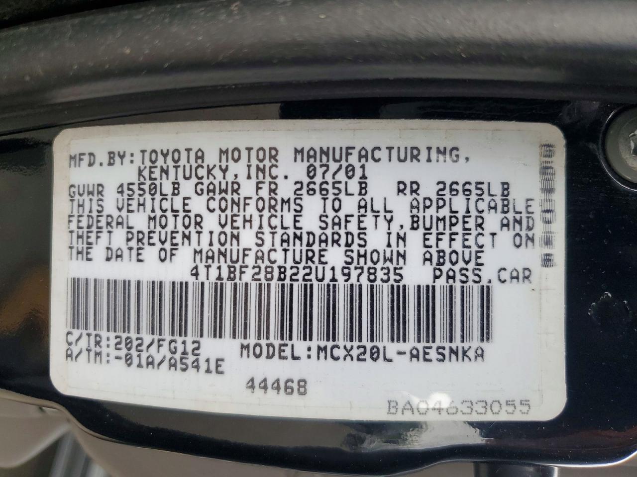 2002 TOYOTA AVALON