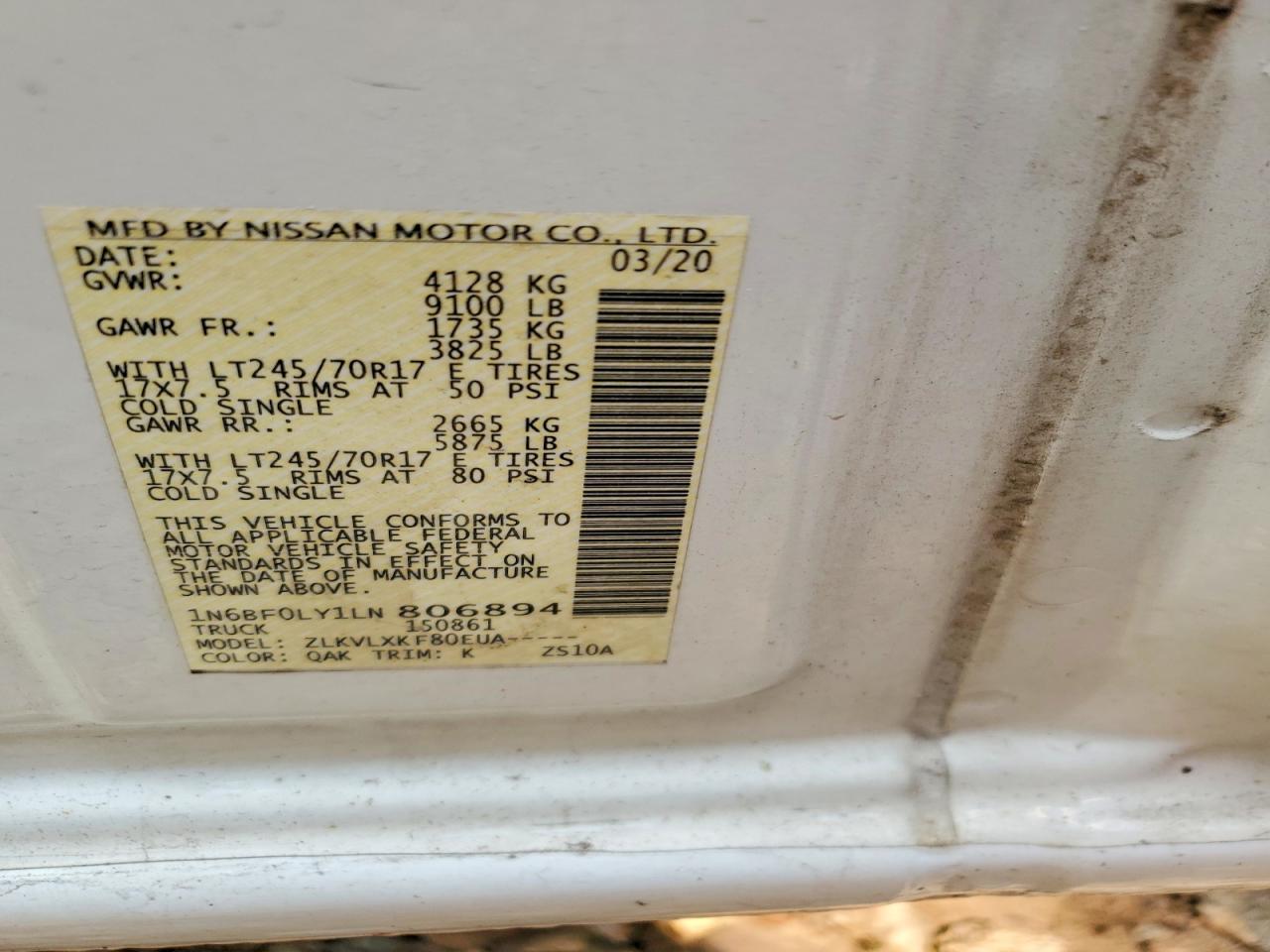 2020 NISSAN NV